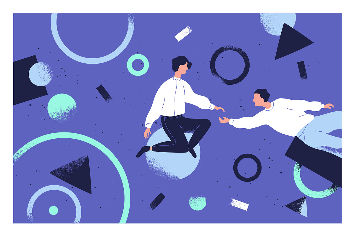 People and geometrical shapes, a Decorative Illustration by Good Studio