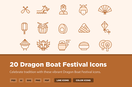 20 Dragon Boat Festival Icons