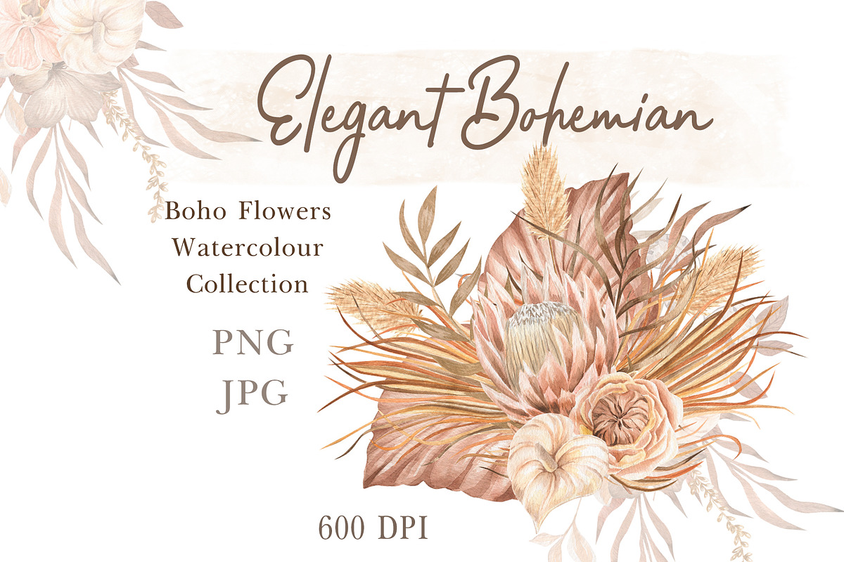 Boho Flowers Watercolour Collection, an Illustration by ViolettaKh (Photo 1 of 10)
