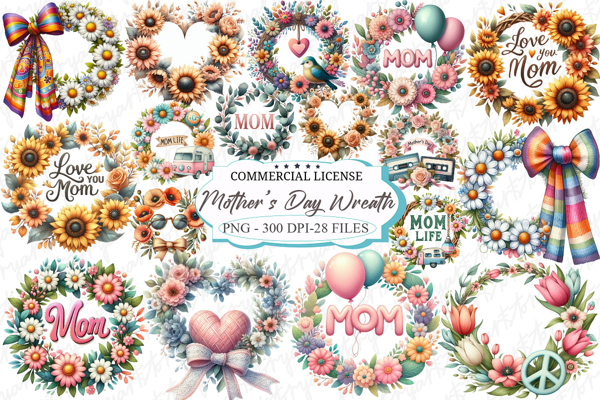 Mothers Day Wreath Sublimation, a Graphic by designcity5 (Photo 1 of 5)