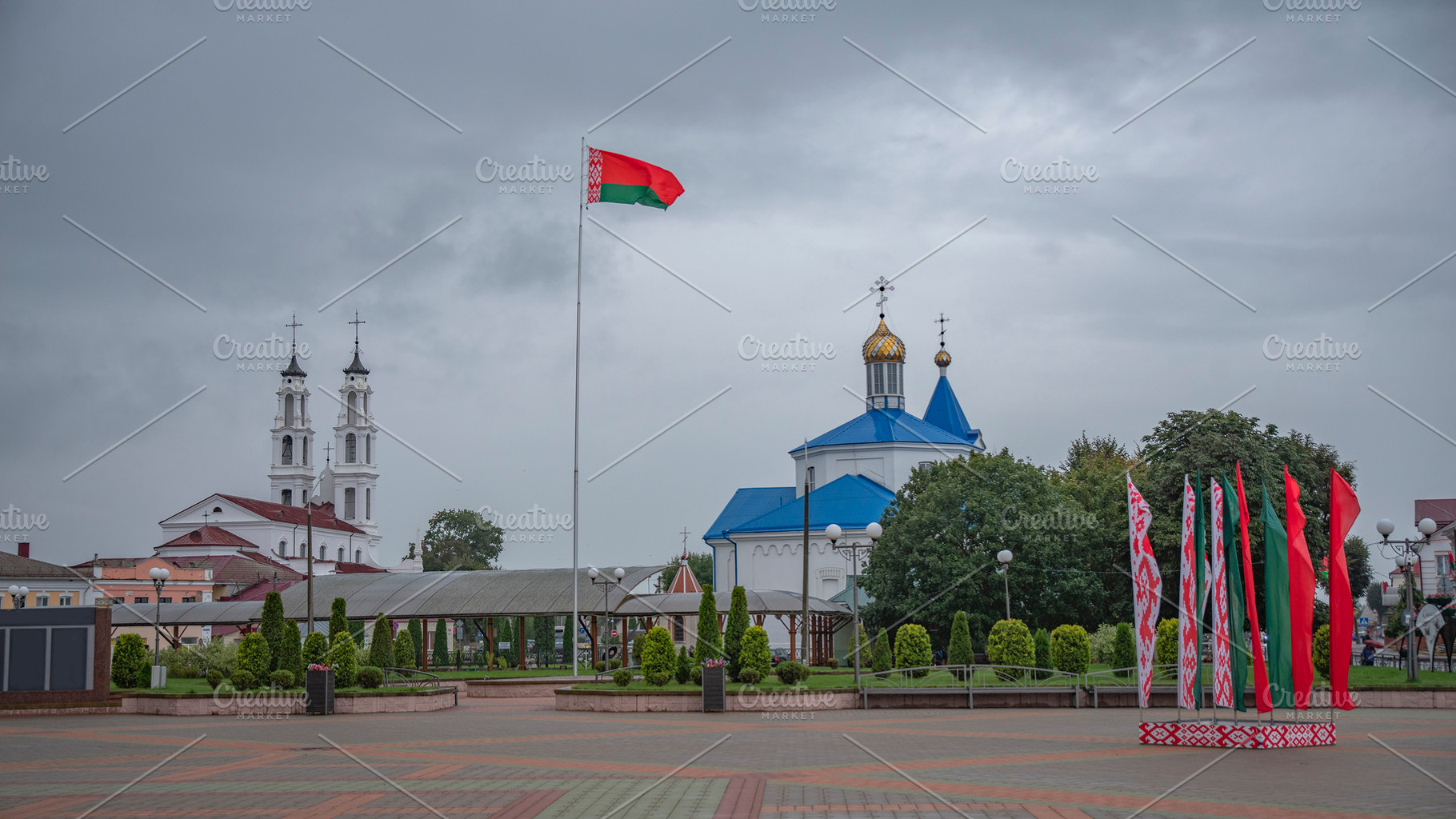 central square with churches in the city of Oshmyany. Belarus, a Photo by Pictures for you!!!!!!!!!