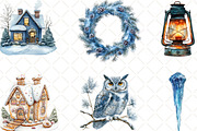 Frosty Christmas Clipart, an Illustration by Black Bird Studio (Thumbnail 3 of 6)