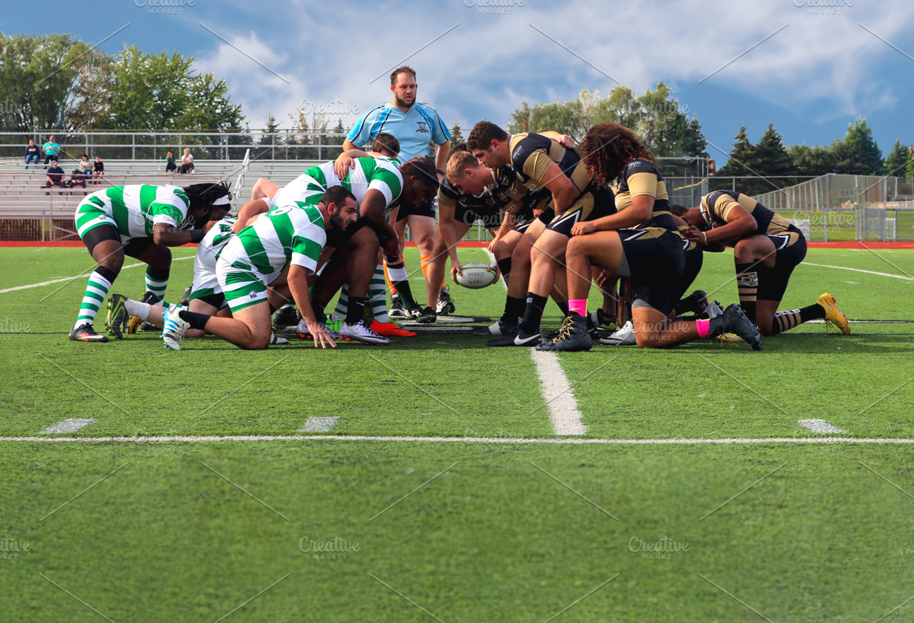 Rugby Players in Scrum During Game, a Sports & Recreation Photo by Cordial Punch Press