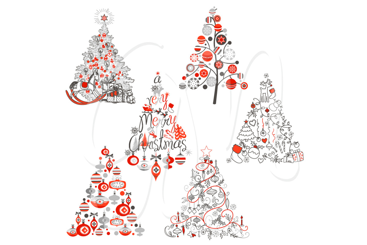 Christmas Tree Retro Clip Art, a Decorative Illustration by GraphicMarket (Photo 2 of 2)