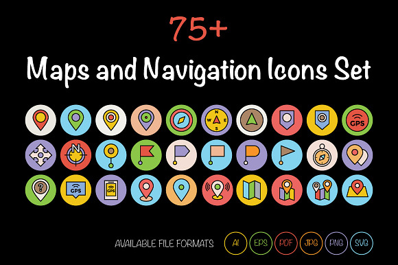 75 Maps And Navigation Icons Set