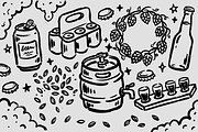 Whiskey, Craft Beer & Spirits Doodle, a Food Illustration by Huza Studio (Thumbnail 3 of 10)