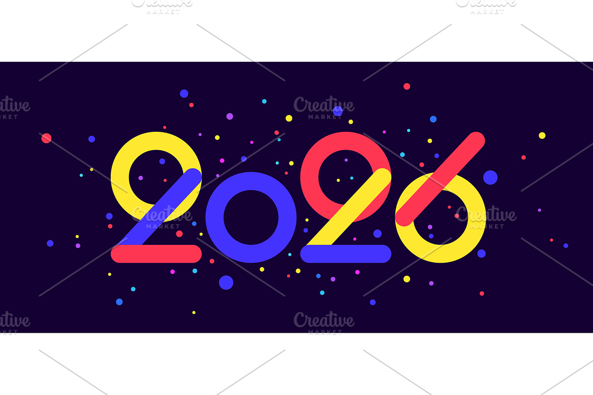 2026, Happy New Year. Greeting card, an Illustration by Foxys Graphic