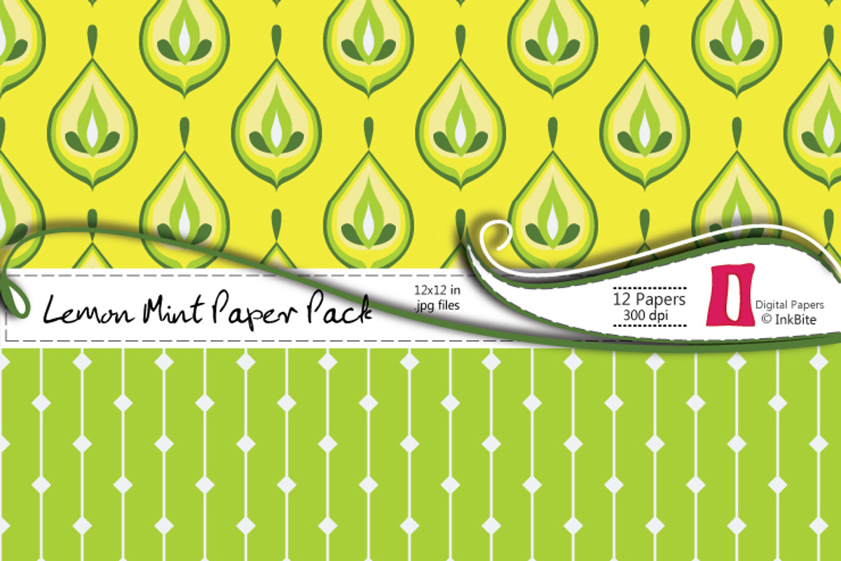 Lemon Mint Digital Paper Pack preview 2