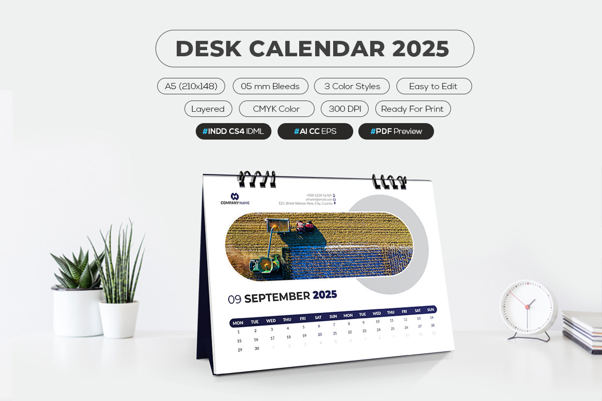 A5 Desk Calendar 2025, a Stationery Template by MstArtwork (Photo 4 of 5)