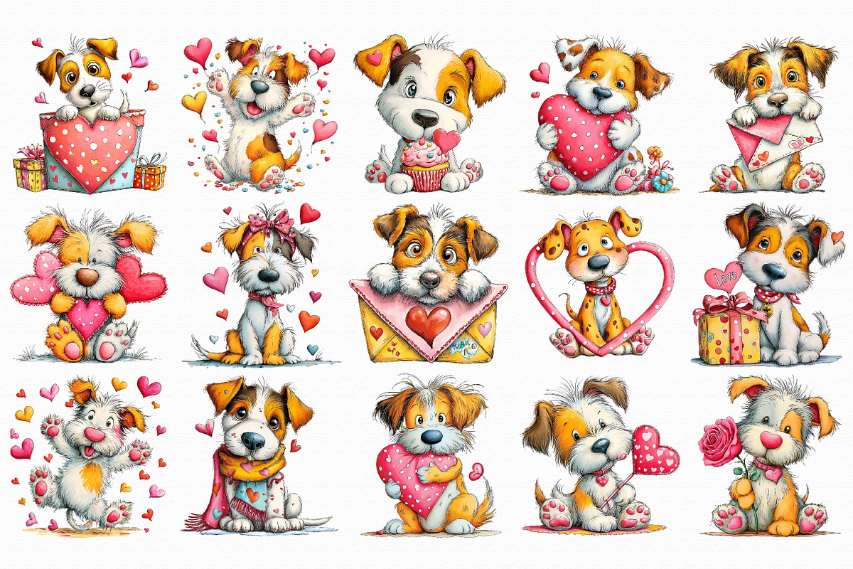 Whimsical Valentine Dog Clipart, an Illustration by Libby Wishes (Photo 5 of 5)
