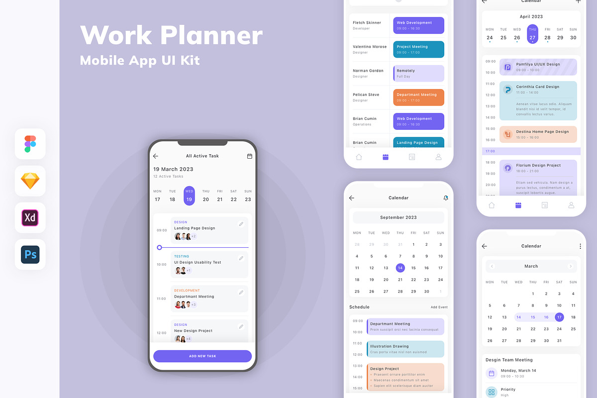 Work Planner Mobile App UI Kit, an UI Kit Template by uicube