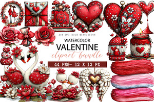 Watercolor Valentine Clipart, an Illustration by DreamArtGraphic