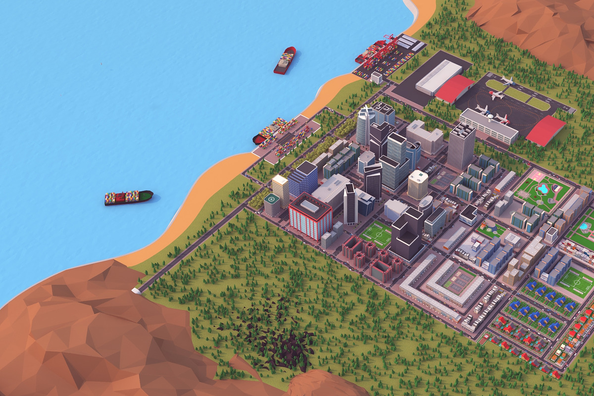 Metropolis City low poly Scene, an Architecture 3D Model by NOMODOL (Photo 10 of 39)