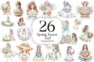Spring Easter Girl PNG Clipart Cute., a Person Illustration by KennedyStudio