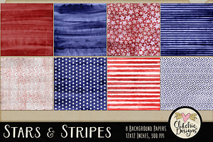 Watercolor Stars & Stripes Textures