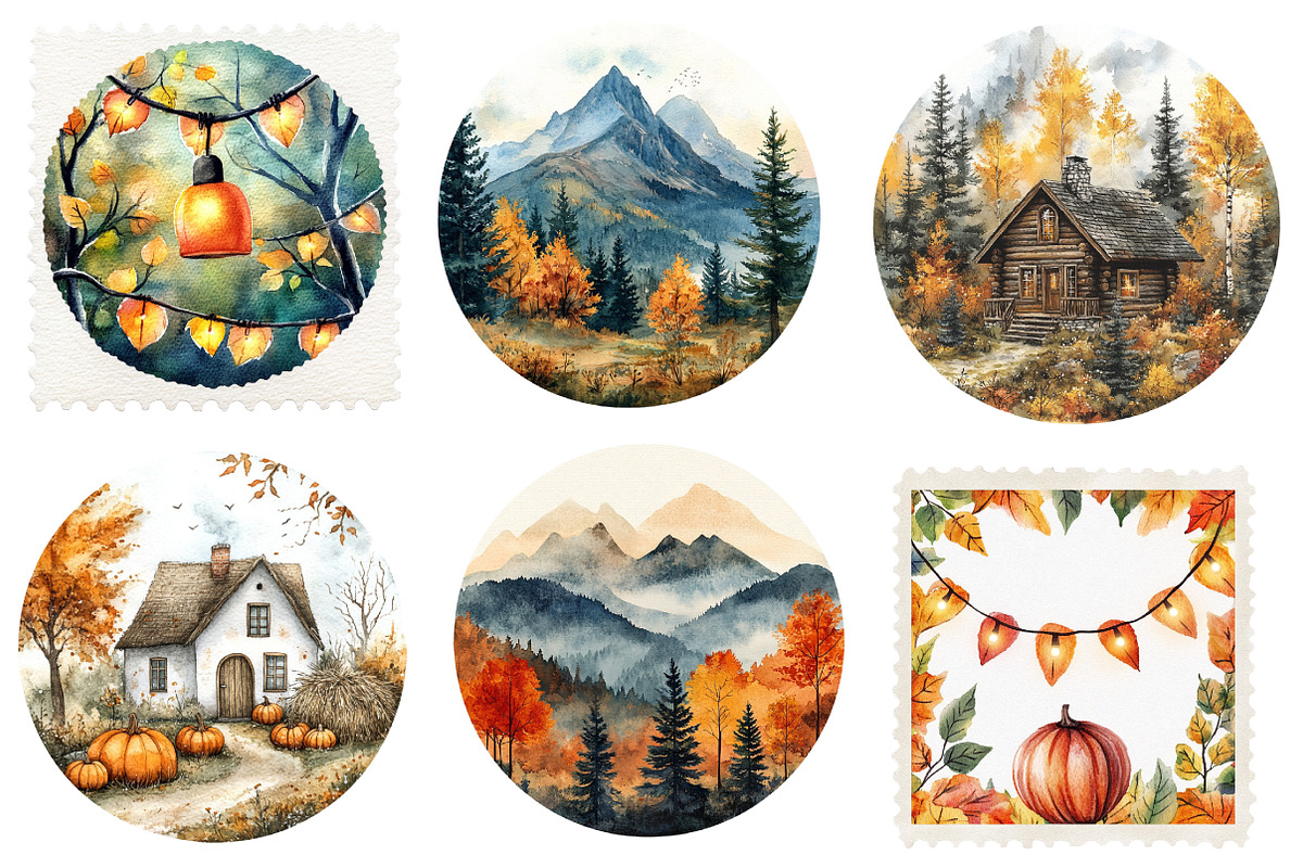 Retro 1930s Autumn Round Clipart, an Illustration by Designworld (Photo 2 of 5)