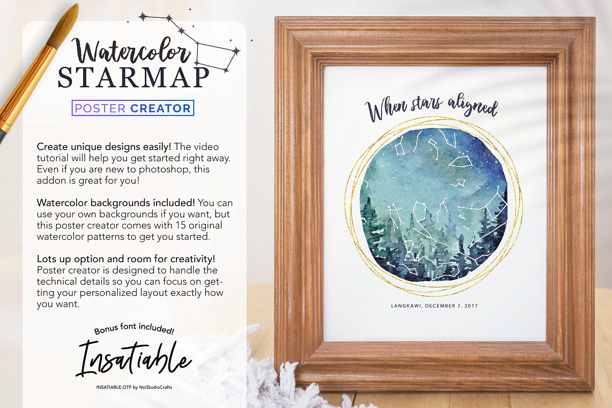 Watercolor Starmap Poster Creator, a Plug-in Add-On by Drifter Studio (Photo 3 of 7)
