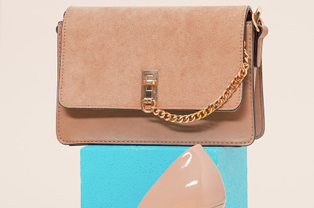 Beige velvet elegant Lady clutch and shoes in store creative spa, a Beauty & Fashion Photo by Jenya Porechenskaya