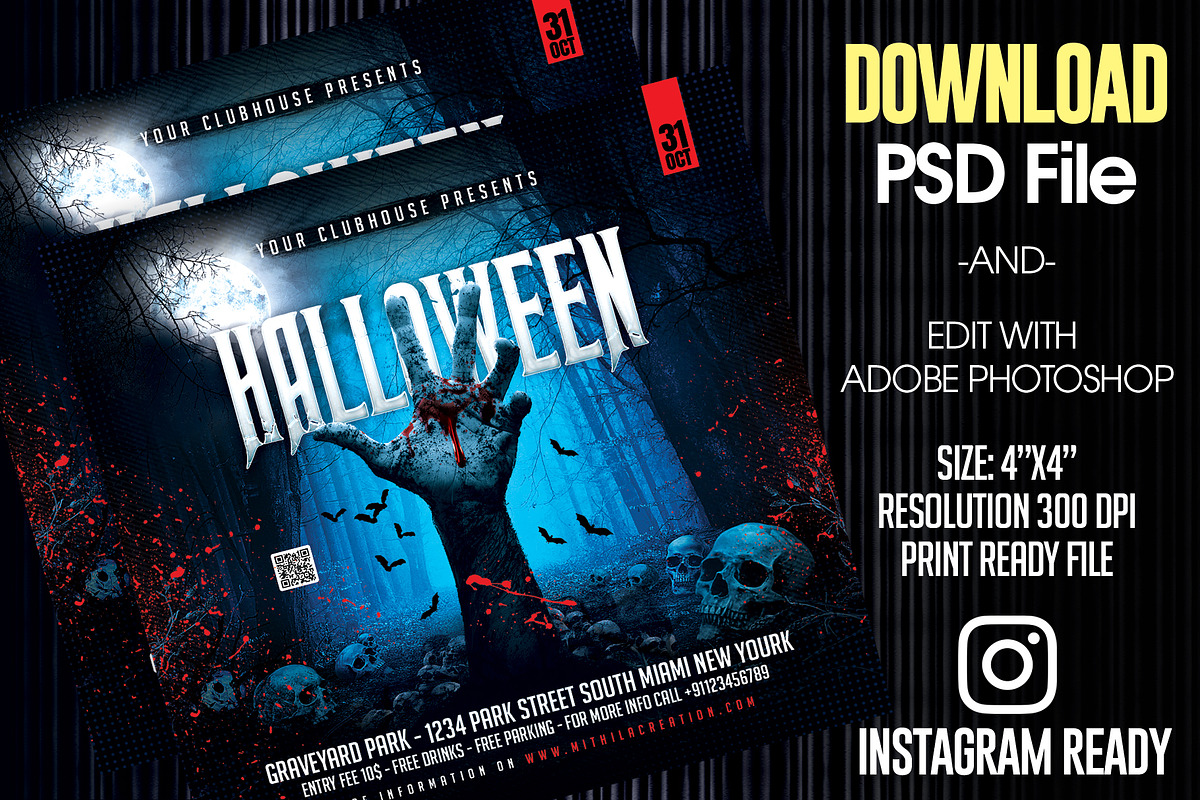 Halloween Flyer Template, a Templates & Theme by MithilaCreation (Photo 2 of 6)