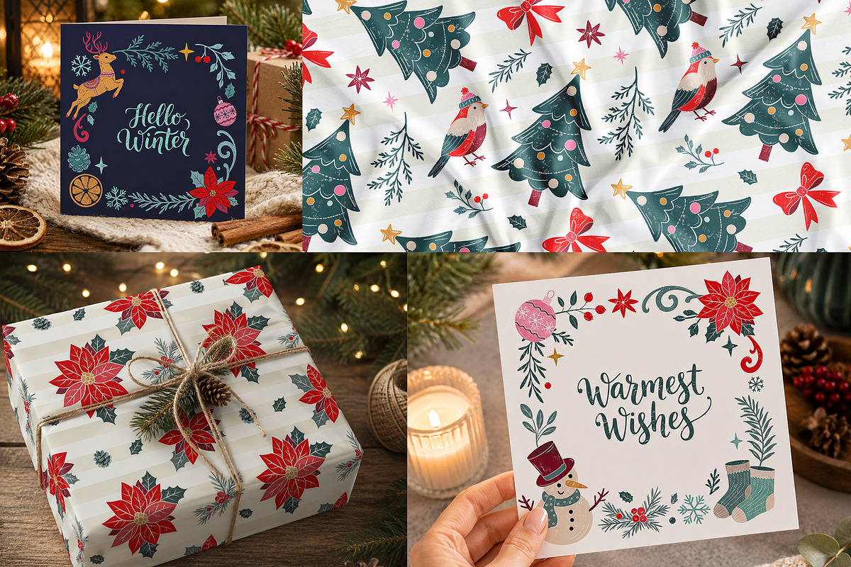 Magical Christmas. Vector Clipart, a Seasonal Illustration by Hanna's ArtLab (Photo 5 of 8)