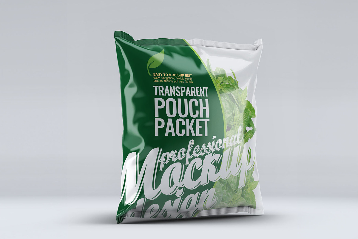 Transparent Pouch Packet Mockup, a Packaging Mockup by Xtrahive (Photo 2 of 2)