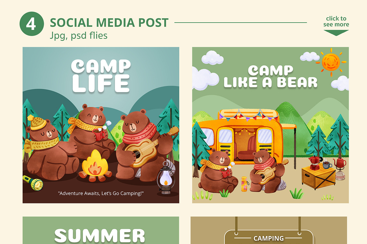 Cute Camping Vibe Watercolor, an Animal Illustration by CreativeValuation (Photo 5 of 16)