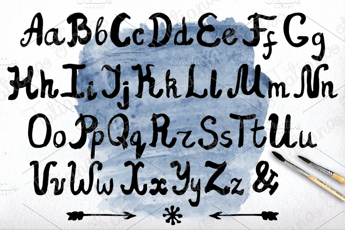 Ink Font, decor. Watercolor splash preview 2