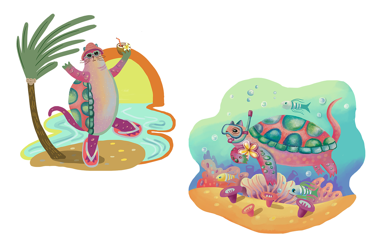 Tropical Cat Characters PNG, a Seasonal Illustration by FaliushViktoriaArtist (Photo 5 of 7)