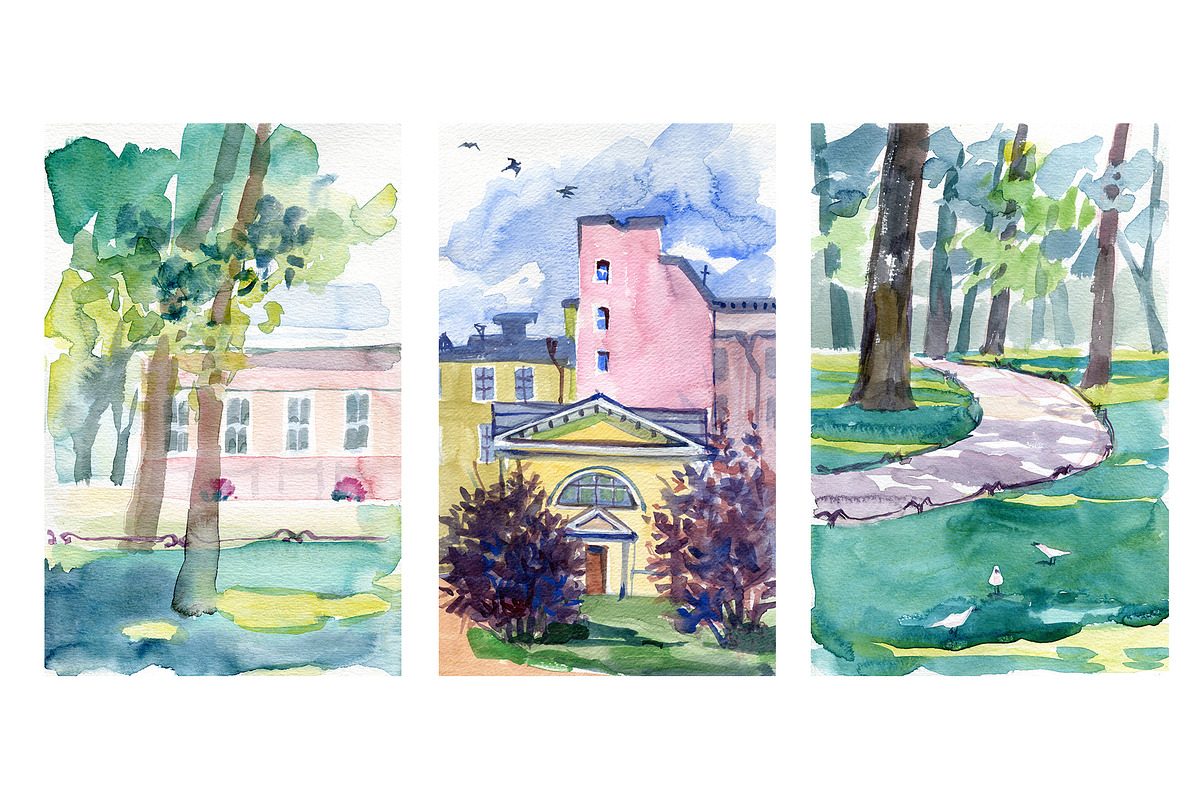 Saint-Petersburg watercolor sketches, an Object Illustration by NataliMiasStore (Photo 3 of 9)