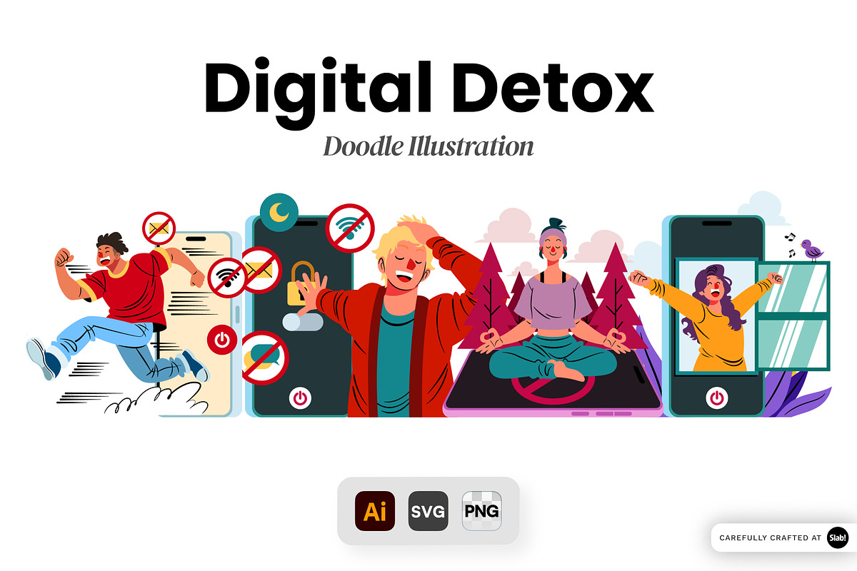 Digital Detox Doodle Illustration, a Person Illustration by SLAB! Design (Photo 1 of 3)