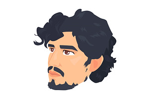 Curly Bearded Guy Icon. Colored