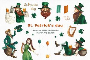 St. Patrick's day - watercolor set