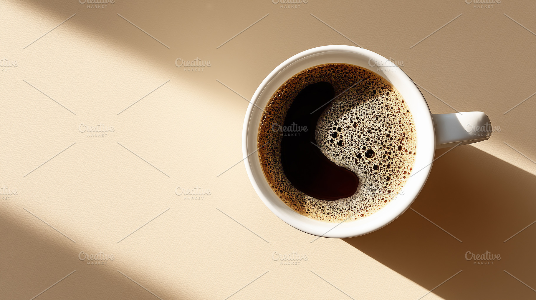 Top view of a cup of black coffee on, a Food & Drink Photo by MistyDay