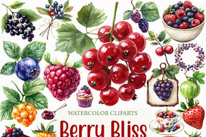 Watercolor Berry Bliss Clipart, an Illustration by Craft Nest