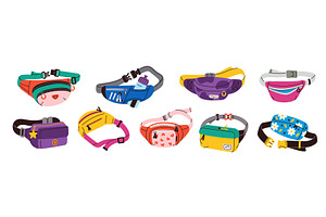 Waist bags. Trendy colorful, an Object Illustration by YummyBuum