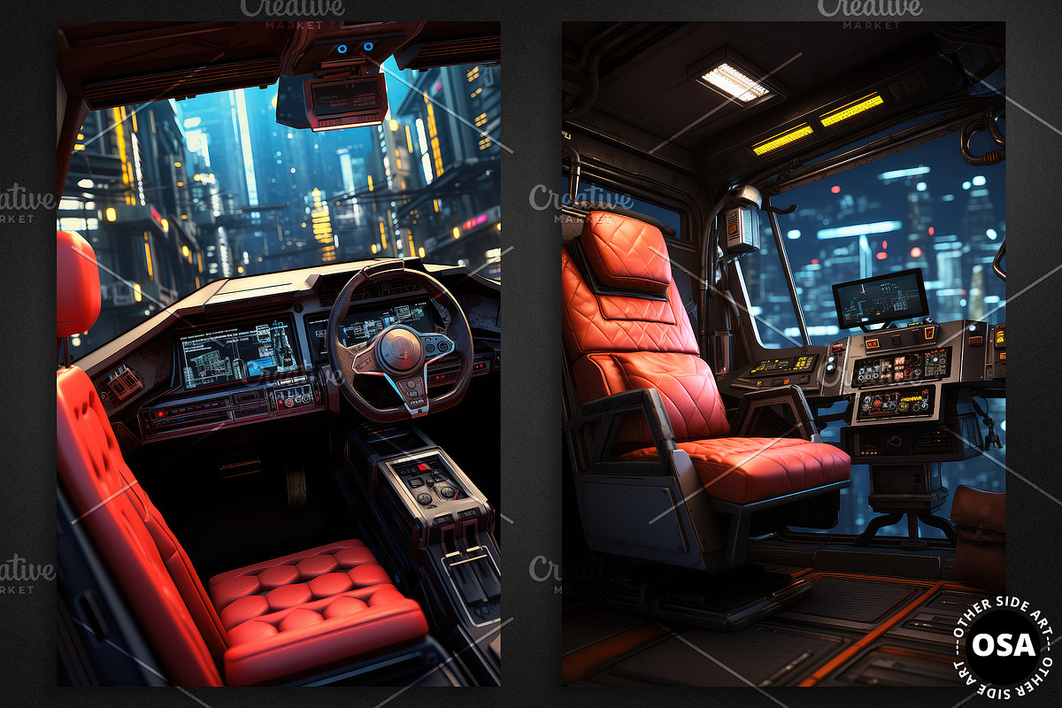 Cyberpunk Vehicle Interior Poster, a Background Graphic by Other Side Art (Photo 2 of 5)