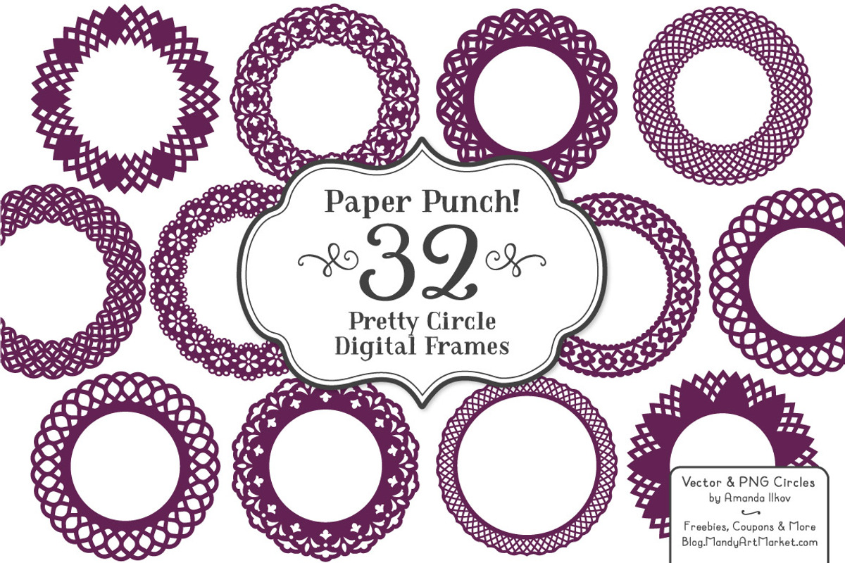 Plum Lace Vector Frames, an Illustration by Amanda Ilkov (Photo 1 of 5)