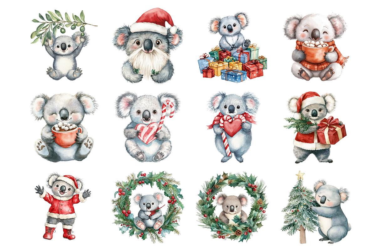 Christmas Koala Clipart, an Illustration by Design Market (Photo 3 of 4)