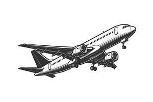 Commercial Passenger Airplane Taking, a Transportation Illustration by AlexArt