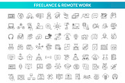 Freelance and Remote Work Icon Set, an Outline Icon by Tettygreen (Thumbnail 1 of 2)