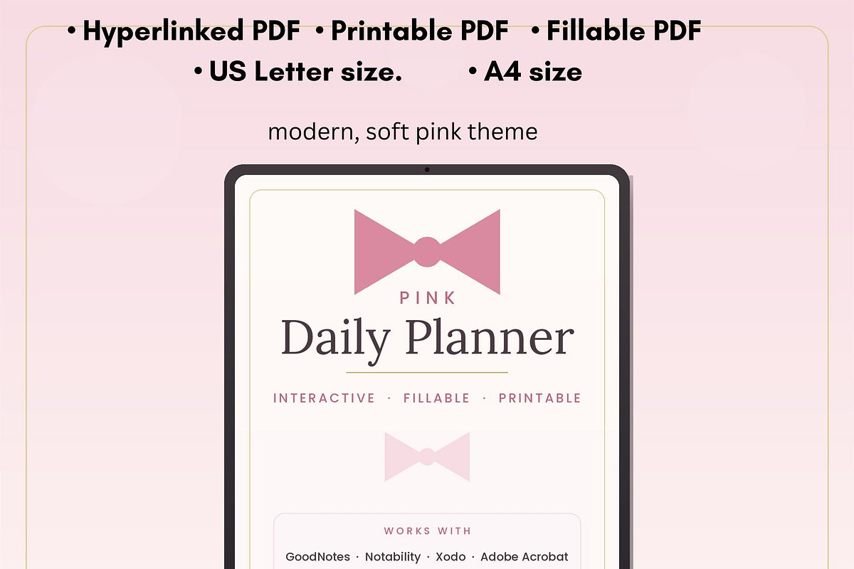 Pink Daily Planner | Hyperlinked, a Poster Template by HeavensStar (Photo 1 of 12)