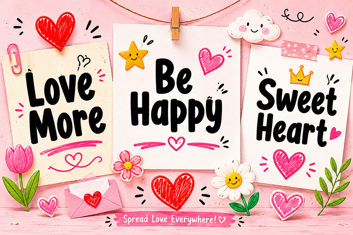 Love Doodle, a Handwritten Font by Wow Magic (Photo 4 of 6)