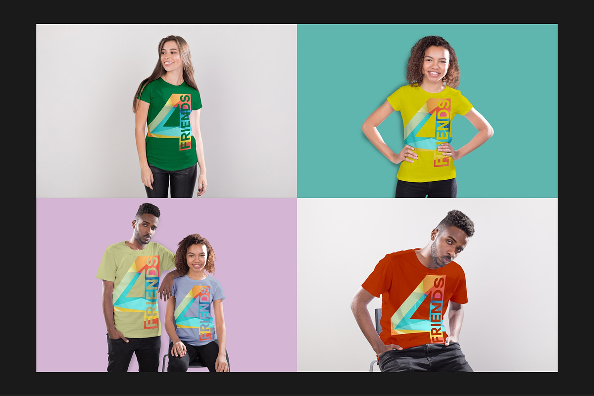 4 Friends T-Shirt Mockup Set, a Shirt Mockup by Freeman Studio (Photo 7 of 13)