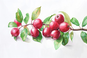 Illustration of red rose hip berries on white background, a Food & Drink Photo by AlyaAnd