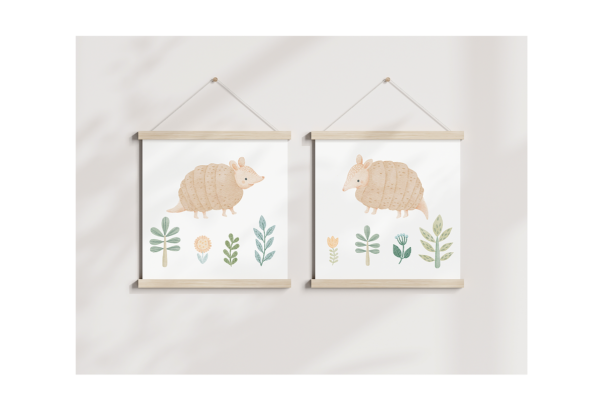 CUTE WOODLAND ARMADILLO PATTERN SET, a Pattern Graphic by tetiartline (Photo 4 of 6)