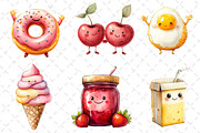Watercolor Food Character Clipart, an Illustration by Dream Creation (Thumbnail 2 of 6)