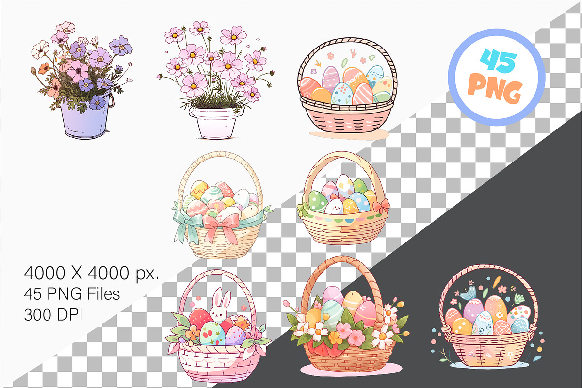 Happy Easter Clip Art. Sticker, PNG, an Object Illustration by KENO Mascots (Photo 4 of 8)