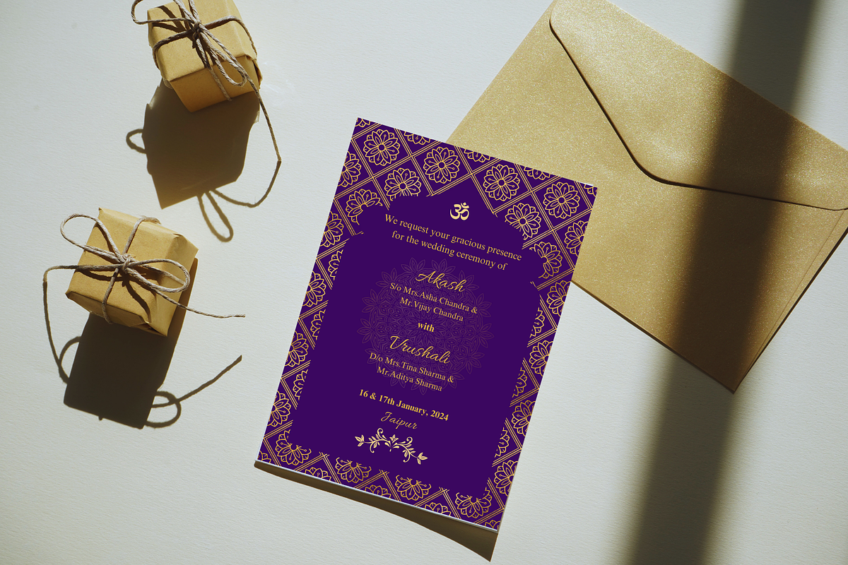 Indian Wedding Invitation Card, a Print Template by TheSimplySereneShop (Photo 3 of 8)