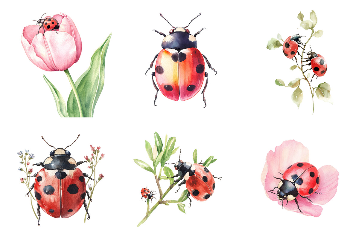 Ladybugs Clipart, an Illustration by Design Market (Photo 4 of 5)