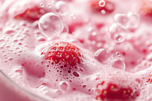 Popping bubbles and fresh strawberri, a Photo by Iftikhar Alam